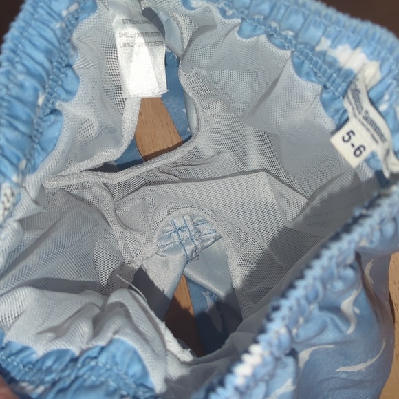 Baby Blue Shark Print Kids Swim Shorts - Picture 5 of 5